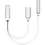 XLAYER 215071 1 x USB C Stecker auf 1 x Buchse 3,5 mm Buchse, 1 x USB C Buchse Adapterkabel 0,12 m Silber von XLayer