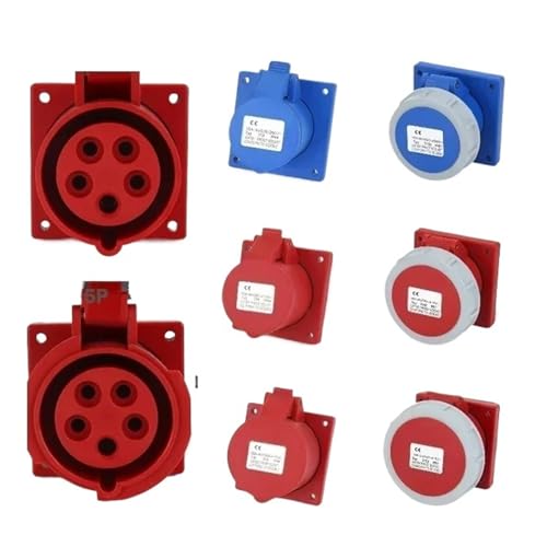 XMAFRJIO 1/5/20Pcs 16A/32A Industriestecker und -buchse 3P/4P/5Pin Elektrischer Anschluss IP67 wasserdichte elektrische Verbindung Wandhalterung(16A Panel Mounted,50 PCS-4P IP67) von XMAFRJIO