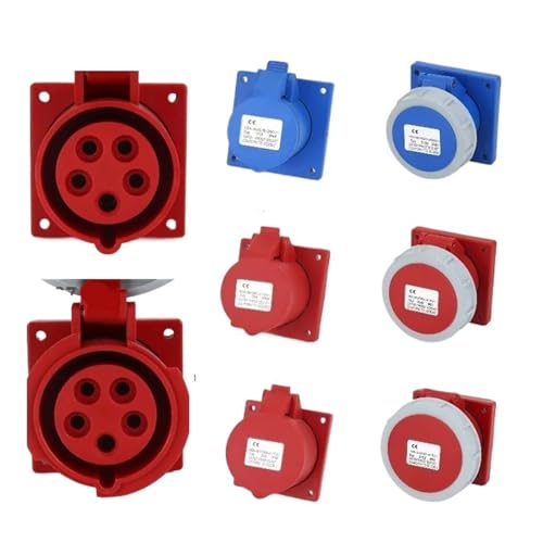 XMAFRJIO 16/32A Industriestecker und -buchse 3P/4P/5Pin Elektrischer Anschluss IP67 Wandsteckdose Männlich & Weiblich Stecker(16A Panel Mounted,5 PCS-5P IP44) von XMAFRJIO