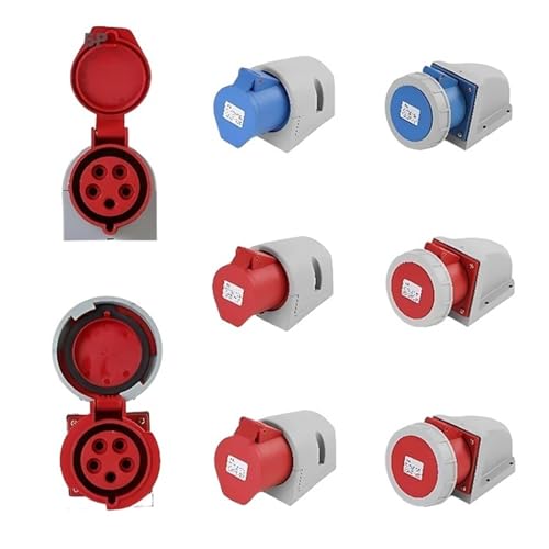 XMAFRJIO 16/32A Industriestecker und -buchse 3P/4P/5Pin Elektrischer Anschluss IP67 Wandsteckdose Männlich & Weiblich Stecker(16A Wall Mounted,50 PCS-3P IP44) von XMAFRJIO