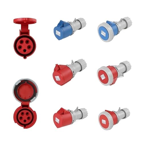 XMAFRJIO 16/32A Industriestecker und -buchse 3P/4P/5Pin Elektrischer Anschluss IP67 Wandsteckdose Männlich & Weiblich Stecker(32A Connector,1 PCS-4P IP44) von XMAFRJIO