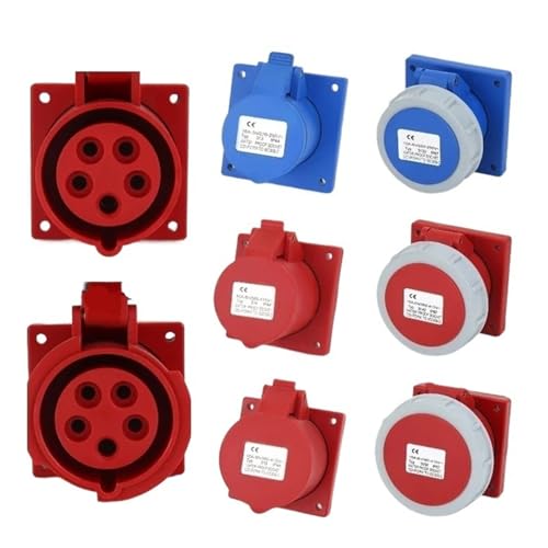 XMAFRJIO 16/32A Industriestecker und -buchse 3P/4P/5Pin Elektrischer Anschluss IP67 Wandsteckdose Männlich & Weiblich Stecker(32A Panel Mounted,1 PCS-5P IP44) von XMAFRJIO
