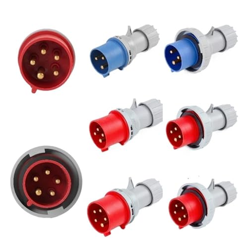 XMAFRJIO 16/32A Industriestecker und -buchse 3P/4P/5Pin Elektrischer Anschluss IP67 Wandsteckdose Männlich & Weiblich Stecker(32A Plug,5 PCS-4P IP44) von XMAFRJIO