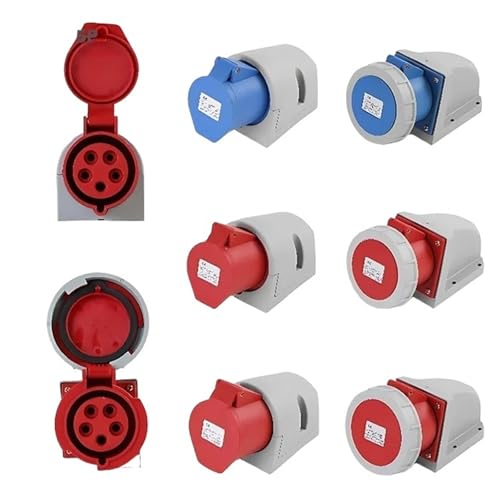 XMAFRJIO 16/32A Industriestecker und -buchse 3P/4P/5Pin Elektrischer Anschluss IP67 Wandsteckdose Männlich & Weiblich Stecker(32A Wall Mounted,1 PCS-5P IP44) von XMAFRJIO