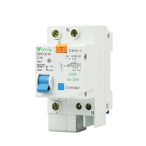XMAFRJIO 1P+N 1 Pole 16A 230V~ Mini-Erdstromschutzschalter Haushalts-Fehlerstromschutzschalter DZ47LE-C16-1p(40A) von XMAFRJIO