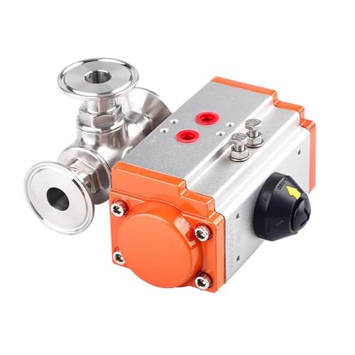 XMAFRJIO 25mm 304 Stainless Steel Sanitary Pneumatic Ball Valve 3 Way Tri Clamp Ferrule Type Ball Valves with Double Acting Cylinder(T Type) von XMAFRJIO
