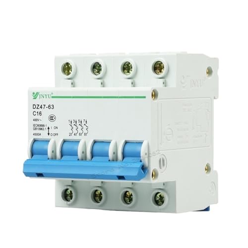 XMAFRJIO 4P 400V Mini-Leistungsschalter C Typ C Curve Circuit Isolation Protective DZ47 6A 10A 32A 63A 16A MCB(16a) von XMAFRJIO
