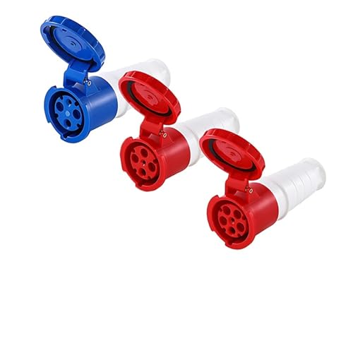 XMAFRJIO 5/10 PCS Industriestecker 3P/4P/5P Elektrischer Anschluss 16A/32A/63A/125A IP44/IP67 Wandsteckdose Panle-montierte Steckdose(63A Connector,5 PCS-4P) von XMAFRJIO
