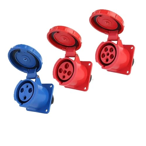 XMAFRJIO 5/10 PCS Luftfahrt-Industriestecker und -buchse 16A/32A/63A/125A IP44/IP67 Wasserdicht 3P/4P/5P Wandmontierter Stecker Panelmontierter Stecker(63A Panel Mounted,5 PCS-3P) von XMAFRJIO