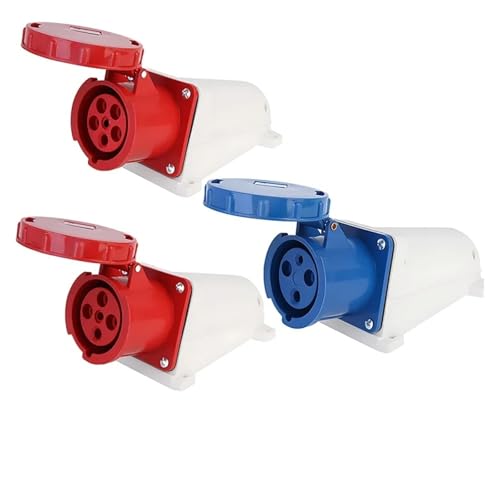 XMAFRJIO 5/10 PCS Luftfahrt-Industriestecker und -buchse 16A/32A/63A/125A IP44/IP67 Wasserdicht 3P/4P/5P Wandmontierter Stecker Panelmontierter Stecker(63A Wall Mounted,10 PCS-3P) von XMAFRJIO