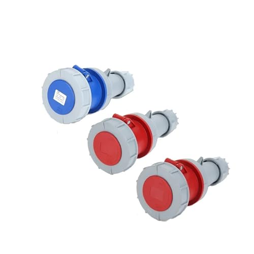 XMAFRJIO Industriestecker und -buchse 3P/4P/5Pin Elektrischer Anschluss 63A 125A IP67 wasserdichte Wandsteckdose Männlich Weiblich 220V 380V(Connector,63A-3P) von XMAFRJIO