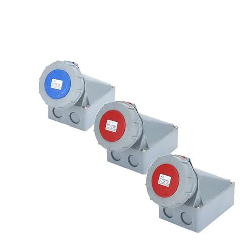 XMAFRJIO Industriestecker und -buchse 3P/4P/5Pin Elektrischer Anschluss 63A 125A IP67 wasserdichte Wandsteckdose Männlich Weiblich 220V 380V(Mounted,63A-4P) von XMAFRJIO