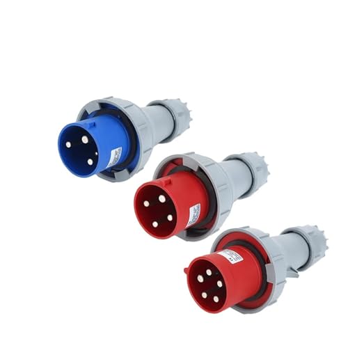 XMAFRJIO Industriestecker und -buchse 3P/4P/5Pin Elektrischer Anschluss 63A 125A IP67 wasserdichte Wandsteckdose Männlich Weiblich 220V 380V(Plug,125A-3P) von XMAFRJIO