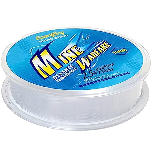 Angelschnur 100M Angelschnur transparent,Nylonfaden Fishing line Nylonfaden transparent reißfest Angelschnüre Angelsehne extra stark Angelleine Angel schnur. (2.5Typ-0.26mm/100M) von XMBYGEY