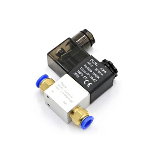 Luftmagnetventile 2V025-08 2 Positionen 2 Anschlüsse 1/4 oder 1/8 Normalerweise geschlossenes Ventil Pneumatisches Magnetventil DC 12 V 24 V 110 V 220 V 1 Stück(2v025-06 w 2pcs 601,DC24V) von XMDHLTVQ