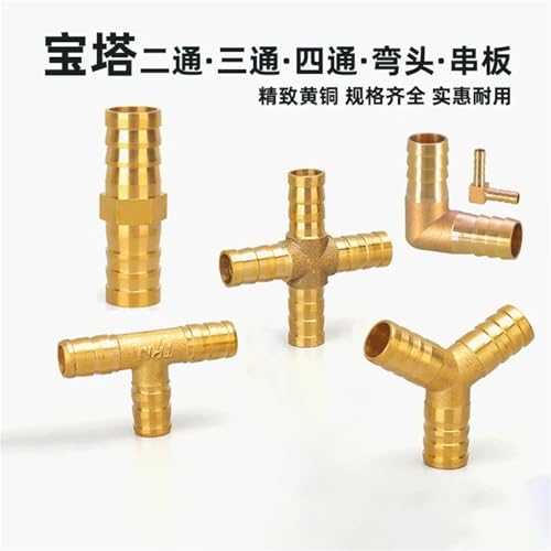 Schlauch Kupfer Pagode Wasserrohr Armaturen Messing Barb Rohr Fitting 2 3 4 Weg Messing Stecker 1Pcs(4 way,OD 14MM) von XMDHLTVQ