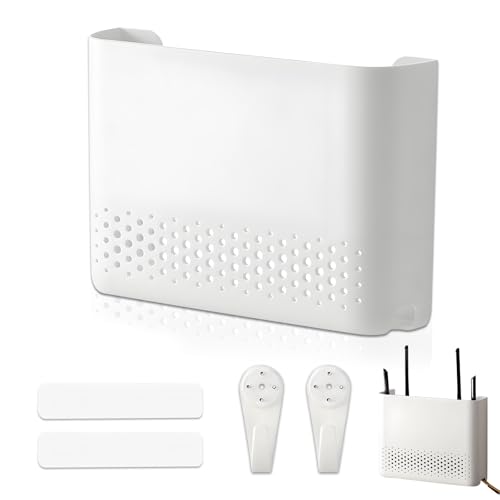 Router Schrank, 25.6 x 17 x 5 cm Router Box Routers Verstecken WLAN Box WiFi Routers Aufbewahrungsbox Kabel Verstecken Wand TV-Kabelversteck Wandhalterung WiFi-Rack Wanddekoration Storage Boxes (Weiß) von XMDROU