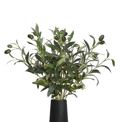 XMDROU Olivenzweige Künstlich, 5 Stück Simulation Grüner Olivenbaum Deko, 28cm Olivenzweige künstliche Pflanzen Künstliche Zweige Griechische Deko für Vasen Zuhause Büro Hochzeit von XMDROU