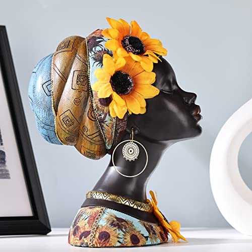 Afrikanische Kunst Skulpturen Moderne afrikanische Frauen Statuen Raum Dekor,Harz afrikanische Figuren Schwarze afrikanische amerikanische Büste Statue,passend für Wohnzimmer Desktop Eingang Dekor von XMGZQ