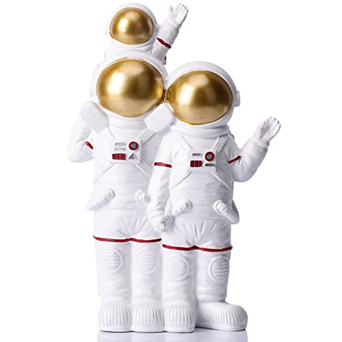 Astronaut Decor Familie von 3 Figuren, Eltern und Kind Statuen, Astronautenfamilie, Raum-Themen-Schlafzimmer-Dekor, Schreibtisch-Dekor, Regaldekoration, Geschenke für Weltraumliebhaber, weiße und von XMGZQ