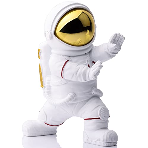 Astronauten-Statue, Astronauten-Figur, Kung Fu-Raumfahrer-Skulptur, Weltraumkunst, Kindergeschenke, goldene Bürodekoration für Männer, weiße und goldene Dekoration für Wohnzimmer von XMGZQ