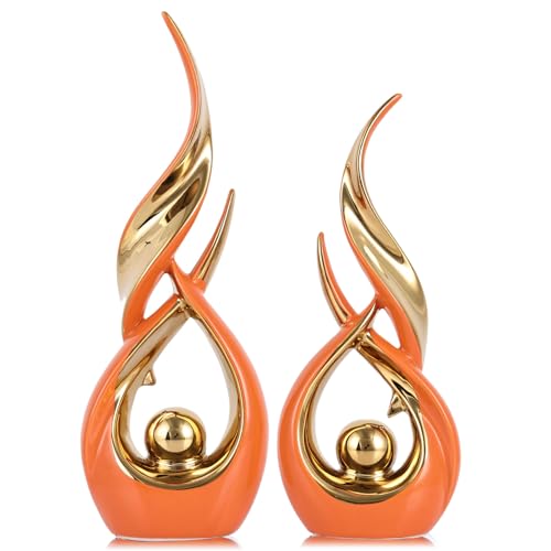 XMGZQ Goldene abstrakte Keramik-Statuen-Set, Mitte des Jahrhunderts, moderne abstrakte Kunst, Heimdekoration, Statue, Kaminsims auf einzigartigem Regal, TV-Schrank, Trennwand, Tischplatte und Esstisch von XMGZQ
