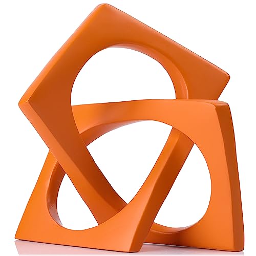 Moderner geometrischer Würfel Skulptur,Orange Knoten Statue Dekor,Home Orange Bücherregal Centerpiece Dekorativ,Würfel Tischplatte Skulptur,Home Decor Accent,Ornamente für Schlafzimmer,Bücherregal von XMGZQ