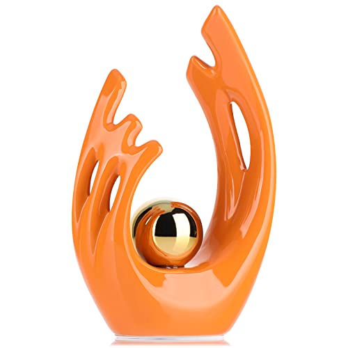 XMGZQ Orange-goldene Statue,Orangen Wohnzimmer Deko Modern,Orange Abstrakte Keramik Statuen und Skulpturen,Orangen Fensterbank Deko,Dekoration Wohnzimmer Orangen,Deko Modern,Orangen Couchtisch Deko von XMGZQ