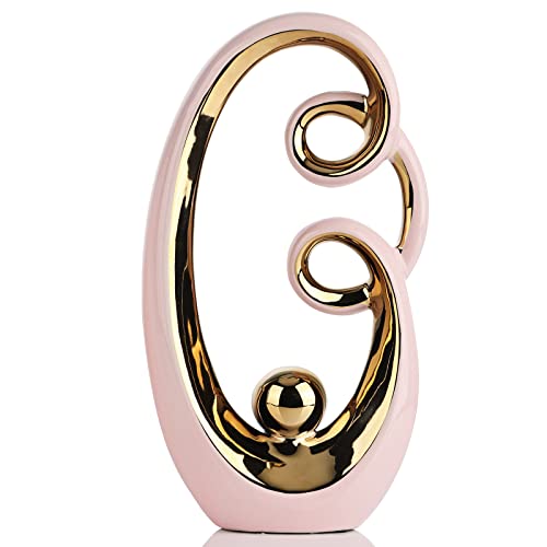 XMGZQ Rosa-Gold-Keramik-Dekoration,Wohnzimmer Deko Gold,Schlafzimmer Deko Modern,Gold Deko Wohnzimmer,Moderne Abstraktes Handwerk für Dekoration Schlafzimmer Tischdekoration Büro Skulptur Und Statuen von XMGZQ