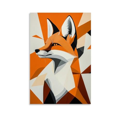 XMHMYHZJ Simplified Fox Portrait Emerging Gracefully Through Abstract Shapes Against Smooth Solid Background Wall Art Mural Modern Decoration Hanging Art Poster 30 x 45 cm von XMHMYHZJ