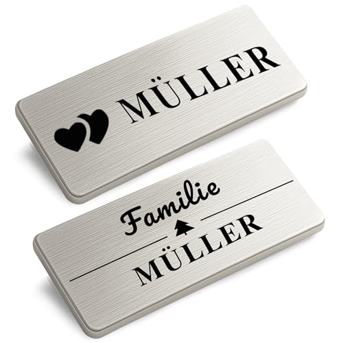 XHome 2 Edelstahl Türschild selbstklebend personalisiertes Namensschild mit Lasergravur wetterfest für Haustür, Briefkasten, Klingel Made in Germany 100 * 50mm 2 Stück XHome 2 Edelstahl Türschild selbstklebend personalisiertes Namensschild mit Lasergravur wetterfest für Haustür, Briefkasten, Klingel Made in Germany 100 * 50mm 2 Stück von XMHome