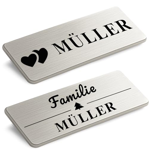 XHome 2 Edelstahl Türschild selbstklebend personalisiertes Namensschild mit Lasergravur wetterfest für Haustür, Briefkasten, Klingel Made in Germany 120 * 40mm 2 Stück XHome 2 Edelstahl Türschild selbstklebend personalisiertes Namensschild mit Lasergravur wetterfest für Haustür, Briefkasten, Klingel Made in Germany 120 * 40mm 2 Stück von XMHome