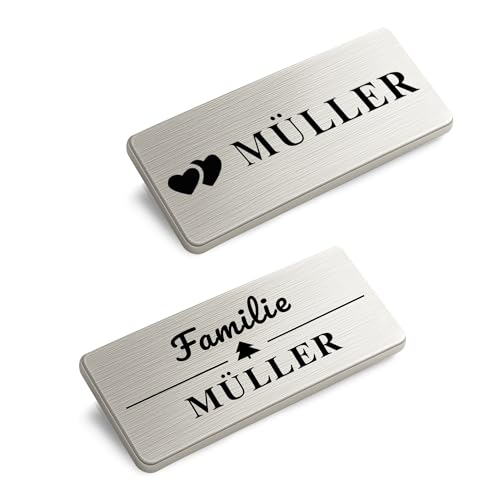 XHome 2 Edelstahl Türschild selbstklebend personalisiertes Namensschild mit Lasergravur wetterfest für Haustür, Briefkasten, Klingel Made in Germany 60 * 30mm 2 Stück XHome 2 Edelstahl Türschild selbstklebend personalisiertes Namensschild mit Lasergravur wetterfest für Haustür, Briefkasten, Klingel Made in Germany 60 * 30mm 2 Stück von XMHome