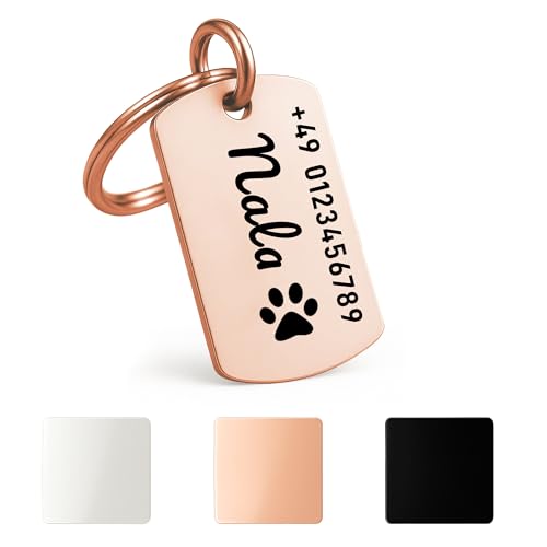 XMHome 1 Hundemarke in quadratischer Form mit Gravur von Name & Telefonnummer personalisierter Haustieranhänger für Hunde, Katzen & Welpen Edelstahl Tiermarke Roségold 1 Stück XMHome 1 Hundemarke in quadratischer Form mit Gravur von Name & Telefonnummer personalisierter Haustieranhänger für Hunde, Katzen & Welpen Edelstahl Tiermarke Roségold 1 Stück von XMHome