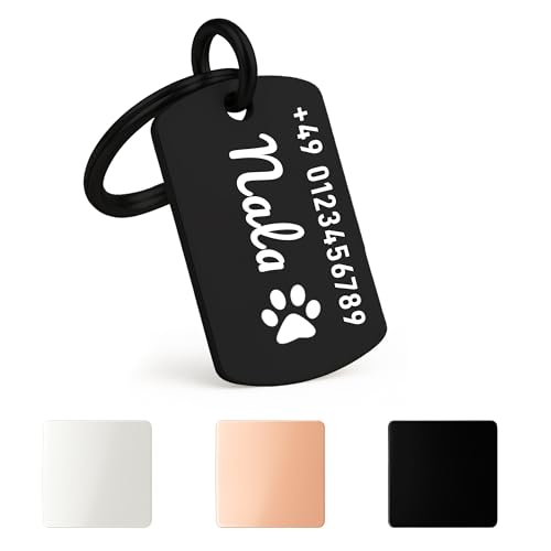 XMHome 1 Hundemarke in quadratischer Form mit Gravur von Name & Telefonnummer personalisierter Haustieranhänger für Hunde, Katzen & Welpen Edelstahl Tiermarke Schwarz 1 Stück XMHome 1 Hundemarke in quadratischer Form mit Gravur von Name & Telefonnummer personalisierter Haustieranhänger für Hunde, Katzen & Welpen Edelstahl Tiermarke Schwarz 1 Stück von XMHome
