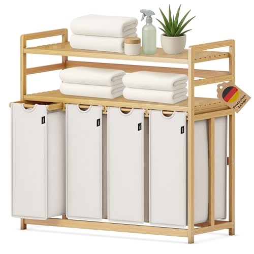 XMHome 198L Wäschesammler 4 fächer Wäschekorb mit Doppelablage, Bambus Wäschebox mit Herausnehmbaren Wäschesäcken, Platzsparend für Badezimmer, Schlafzimmer, Waschküche Grau XMHome 198L Wäschesammler 4 fächer Wäschekorb mit Doppelablage, Bambus Wäschebox mit Herausnehmbaren Wäschesäcken, Platzsparend für Badezimmer, Schlafzimmer, Waschküche Grau von XMHome