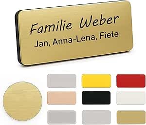 XMHome Türschild Namensschild 10 Stueck für Briefkasten oder Klingel Türschilder auch als Büroschild nutzbar personalisierbar mit Namen & Symbol wetterfeste Lasergravur Mehrere Farben MADE IN GERMANY von XMHome