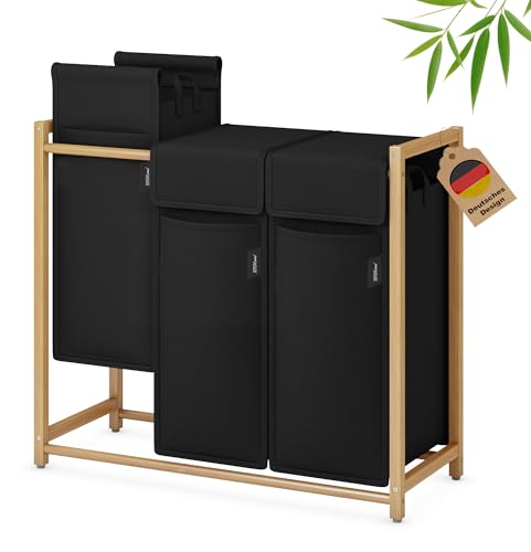 XMHome Wäschekorb 148L mit 3x49L Fächern Bambus Wäschesammler mit Deckel,Wäschesortierer mit herausnehmbaren Taschen, rechteckige Wäschebox für Schlafzimmer, Bad & Waschküche Schwarz XMHome Wäschekorb 148L mit 3x49L Fächern Bambus Wäschesammler mit Deckel,Wäschesortierer mit herausnehmbaren Taschen, rechteckige Wäschebox für Schlafzimmer, Bad & Waschküche Schwarz von XMHome