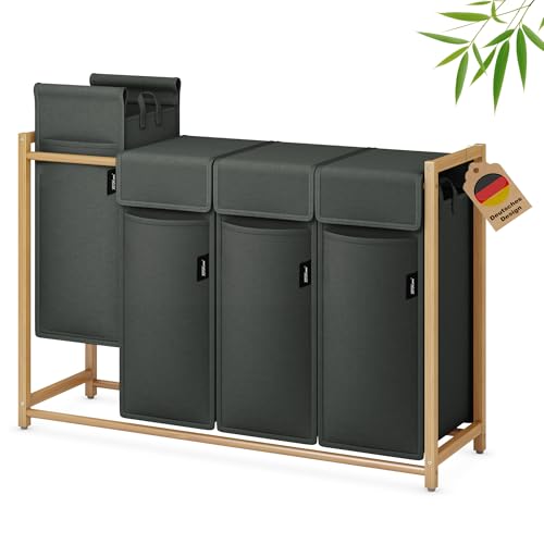 XMHome Wäschekorb 198L mit 4x49L Fächern Bambus Wäschesammler mit Deckel,Wäschesortierer mit herausnehmbaren Taschen, rechteckige Wäschebox für Schlafzimmer, Bad & Waschküche Dunkelgrau XMHome Wäschekorb 198L mit 4x49L Fächern Bambus Wäschesammler mit Deckel,Wäschesortierer mit herausnehmbaren Taschen, rechteckige Wäschebox für Schlafzimmer, Bad & Waschküche Dunkelgrau von XMHome