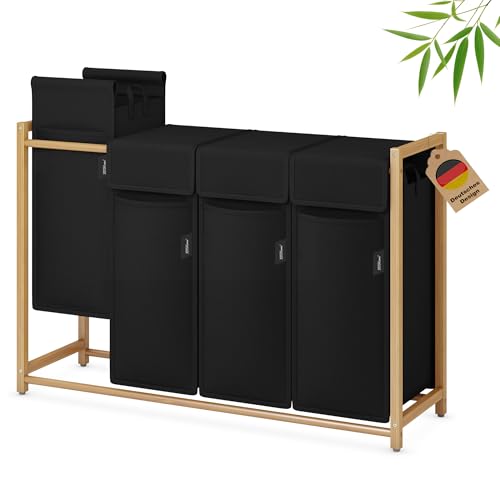 XMHome Wäschekorb 198L mit 4x49L Fächern Bambus Wäschesammler mit Deckel,Wäschesortierer mit herausnehmbaren Taschen, rechteckige Wäschebox für Schlafzimmer, Bad & Waschküche Schwarz XMHome Wäschekorb 198L mit 4x49L Fächern Bambus Wäschesammler mit Deckel,Wäschesortierer mit herausnehmbaren Taschen, rechteckige Wäschebox für Schlafzimmer, Bad & Waschküche Schwarz von XMHome