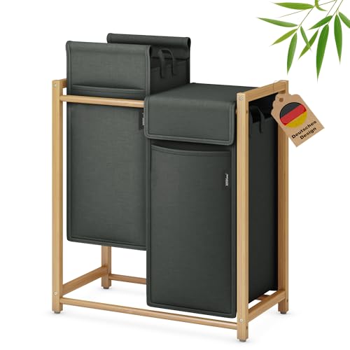 XMHome Wäschekorb 99L mit 2x49L Fächern Bambus Wäschesammler mit Deckel,Wäschesortierer mit herausnehmbaren Taschen,rechteckige Wäschebox für Schlafzimmer,Bad & Waschküche Dunkelgrau XMHome Wäschekorb 99L mit 2x49L Fächern Bambus Wäschesammler mit Deckel,Wäschesortierer mit herausnehmbaren Taschen,rechteckige Wäschebox für Schlafzimmer,Bad & Waschküche Dunkelgrau von XMHome