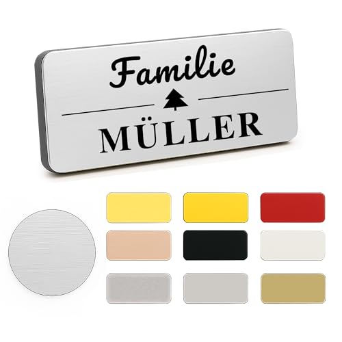 XMHome XL Türschild Namensschild für Haustür Briefkasten oder Klingel Türschilder auch als Büroschild nutzbar personalisierbar mit Namen & Symbol wetterfeste Lasergravur Mehrere Farben MADE IN GERMANY von XMHome