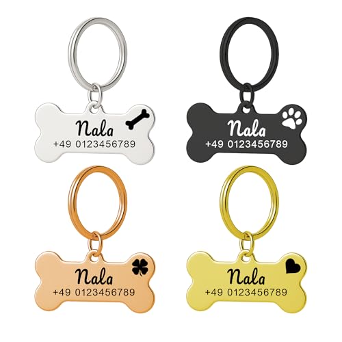 XMHome1 Stueck Hundemarke in Knochenform Gravur mit Name & Telefonnummer Personalisierter Haustieranhänger für Hunde, Katzen & Welpen Gold 40 * 20mm XMHome1 Stueck Hundemarke in Knochenform Gravur mit Name & Telefonnummer Personalisierter Haustieranhänger für Hunde, Katzen & Welpen Gold 40 * 20mm von XMHome