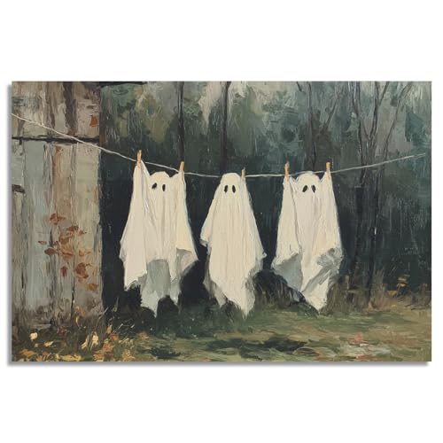 XMJJQQ Geister-Leinwandkunst, Geister auf Wäscheleine, stimmungsvolles Poster, Gothic-gruselige Halloween-Wanddekoration, dunkle Akademie, Gothic, Herbstdruck, Bauernhaus, Halloween, Herbstsaison XMJJQQ Geister-Leinwandkunst, Geister auf Wäscheleine, stimmungsvolles Poster, Gothic-gruselige Halloween-Wanddekoration, dunkle Akademie, Gothic, Herbstdruck, Bauernhaus, Halloween, Herbstsaison von XMJJQQ