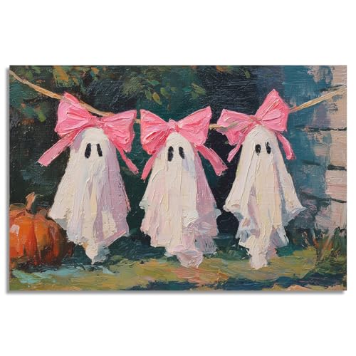 XMJJQQ Geister-Leinwandkunst, große rosa Schleifen, Geister auf Wäscheleine, Gothic, gruselige Halloween-Wanddekoration, dunkle Akademie, Gothic, Herbstdruck, stimmungsvolles Halloween-Herbstgemälde XMJJQQ Geister-Leinwandkunst, große rosa Schleifen, Geister auf Wäscheleine, Gothic, gruselige Halloween-Wanddekoration, dunkle Akademie, Gothic, Herbstdruck, stimmungsvolles Halloween-Herbstgemälde von XMJJQQ