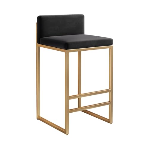 2er-Set Drehhocker, 65 cm Barhocker mit Samtpolsterung, Thekenhöhe, mit Fußstütze, moderne Barstühle mit niedriger Rückenlehne (Größe: 65 cm, Farbe: schwarzer Sitz, goldene Metallbeine) Run forward von XMLSUA