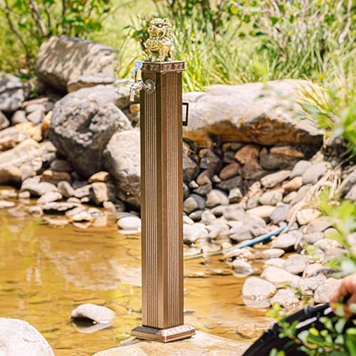 Garten Wasserhahn Säule Wasserzapfsäule, Frostsicherer Außenwasserhahn mit Gartenschlauchhalter, 10-m-Spritzpistole(C-108cm/42.5in) von XMLYSMYS