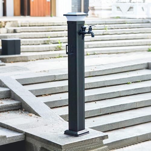 Garten Wasserhahn Säule mit Solar Licht, Aluminiumlegierung-Springbrunnen, Gartenhydrant, Schlauchständer, Frostsicherer Garten Wasserhahn(Large) von XMLYSMYS