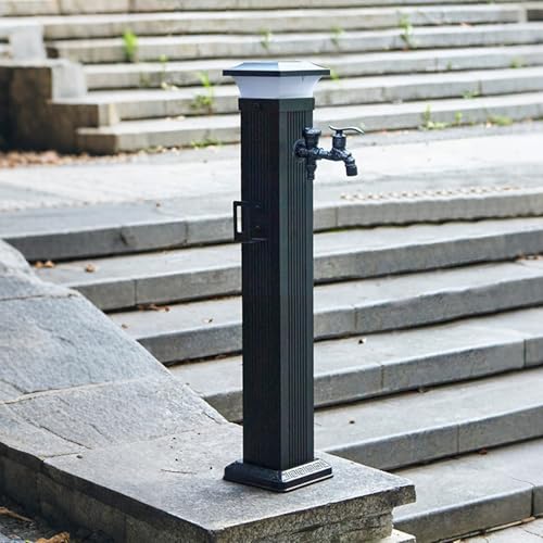 Garten Wasserhahn Säule mit Solar Licht, Aluminiumlegierung-Springbrunnen, Gartenhydrant, Schlauchständer, Frostsicherer Garten Wasserhahn(Medium) von XMLYSMYS