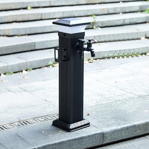 Garten Wasserhahn Säule mit Solar Licht, Aluminiumlegierung-Springbrunnen, Gartenhydrant, Schlauchständer, Frostsicherer Garten Wasserhahn(Small) von XMLYSMYS